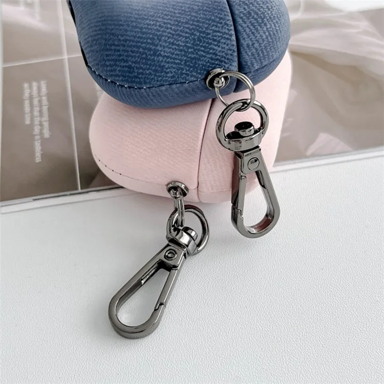 Pour Apple AirPods 3 Étui de protection en suède pour écouteurs avec boucle antidérapante - Gris