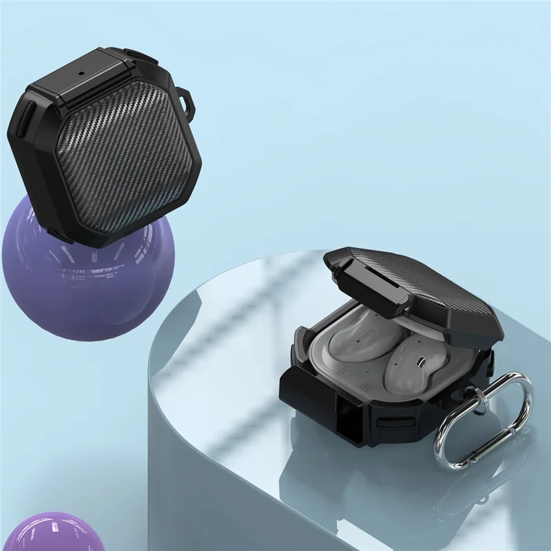 Para Samsung Galaxy Buds Live / Buds 2 / Buds Pro / Buds Pro 2 Charging Case Cover TPU+PC Protective Case - Preto