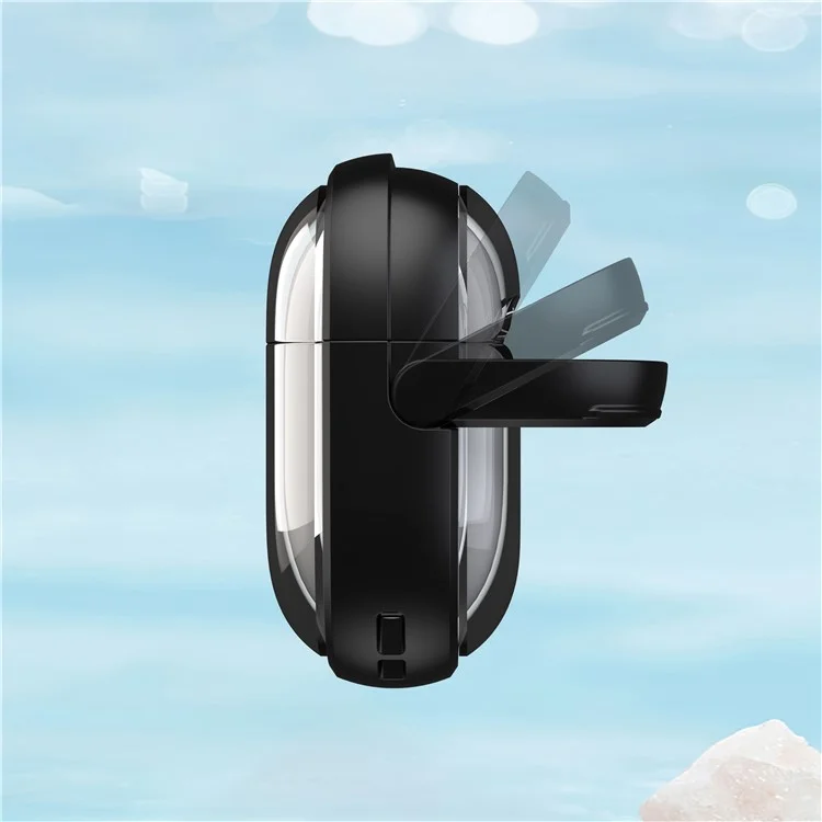 For Apple AirPods Pro 2 Case PC+TPU Bluetooth-compatible Earbud Cover Phone Stand with Carabiner - Transparent Rose Gold
