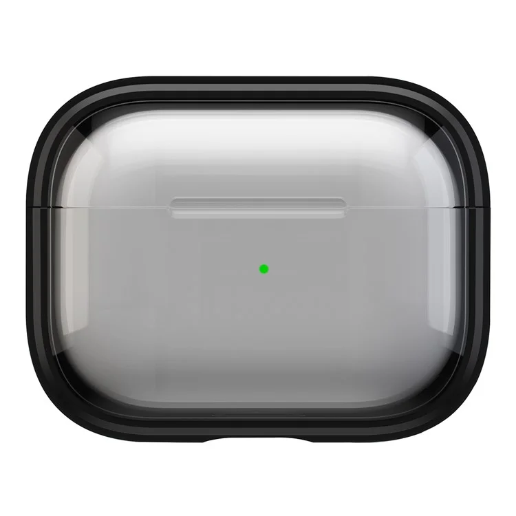Für Apple AirPods 3-Etui PC+TPU Bluetooth-Kopfhörer-Etui Handytasche mit Karabiner - Transparent Schwarz