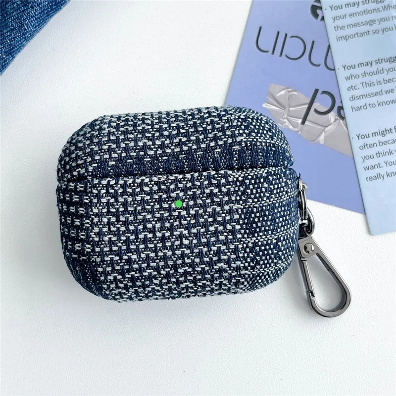 Schutzhülle für AirPods Pro 2 Splicing Denim Bluetooth-Kopfhörer-Cover mit Metallhaken - Stil F
