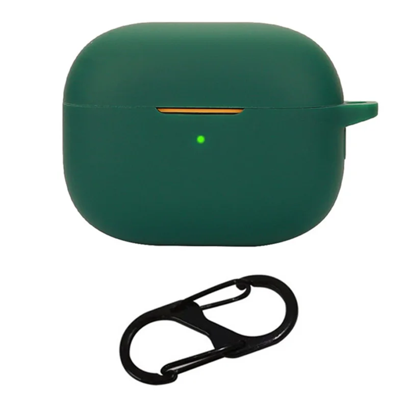 For vivo TWS 4 Case Anti-Lost Shockproof Silicone Earphone Cover with Buckle - Blackish Green