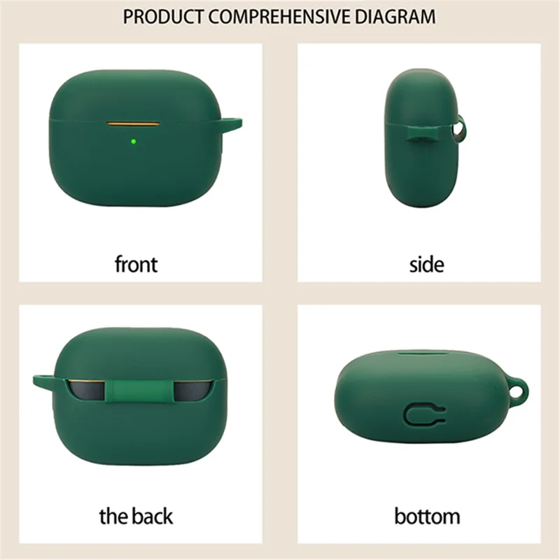 For vivo TWS 4 Case Anti-Lost Shockproof Silicone Earphone Cover with Buckle - Blackish Green