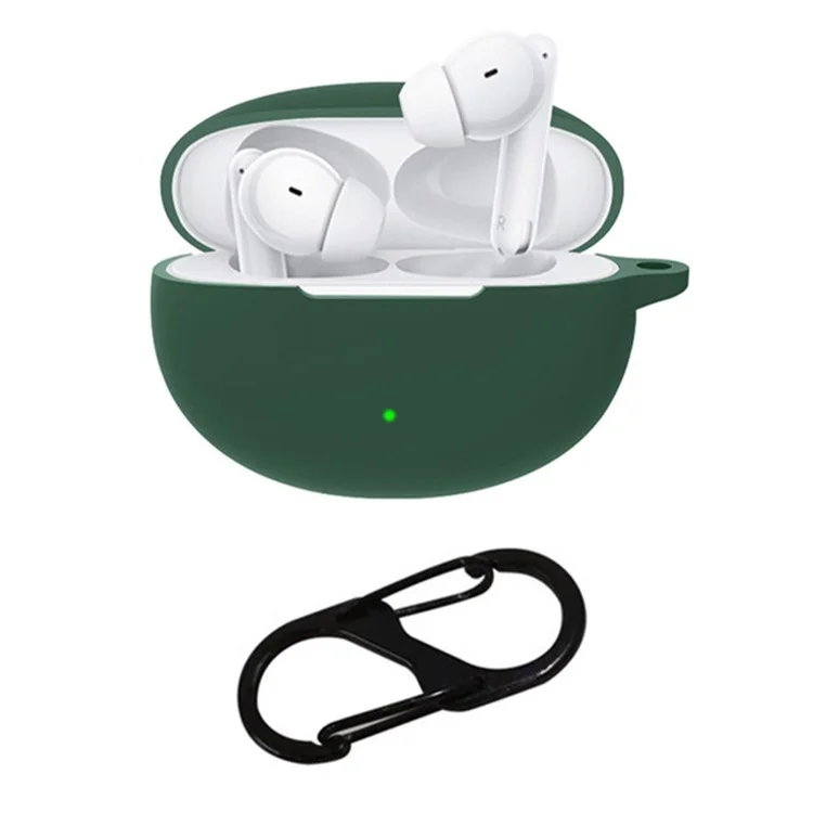For Oppo Enco Air3 Pro Shockproof Case Silicone Anti-Lost Earphone Cover with Buckle - Blackish Green