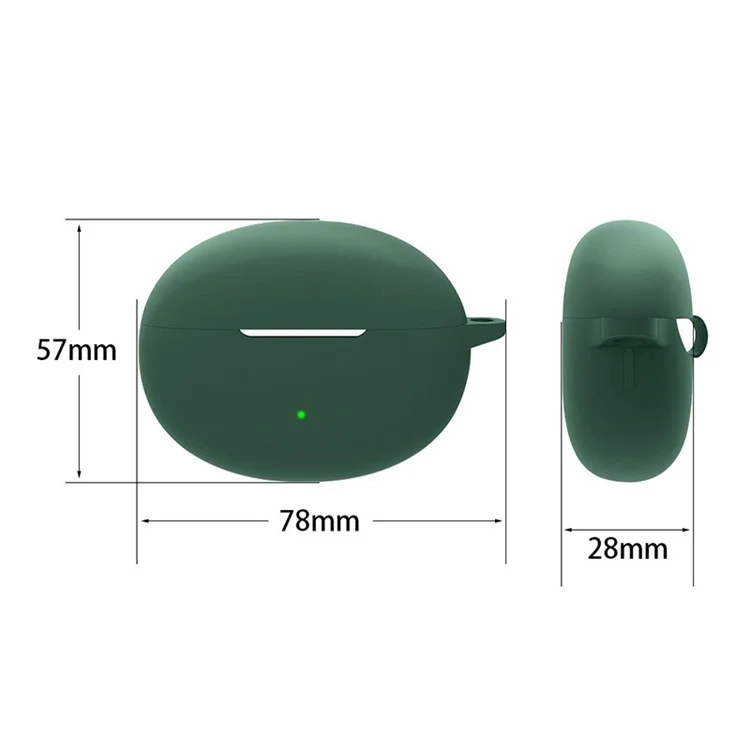 For Oppo Enco Air3 Pro Shockproof Case Silicone Anti-Lost Earphone Cover with Buckle - Blackish Green