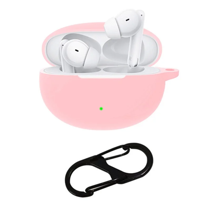 For Oppo Enco Air3 Pro Shockproof Case Silicone Anti-Lost Earphone Cover with Buckle - Pink