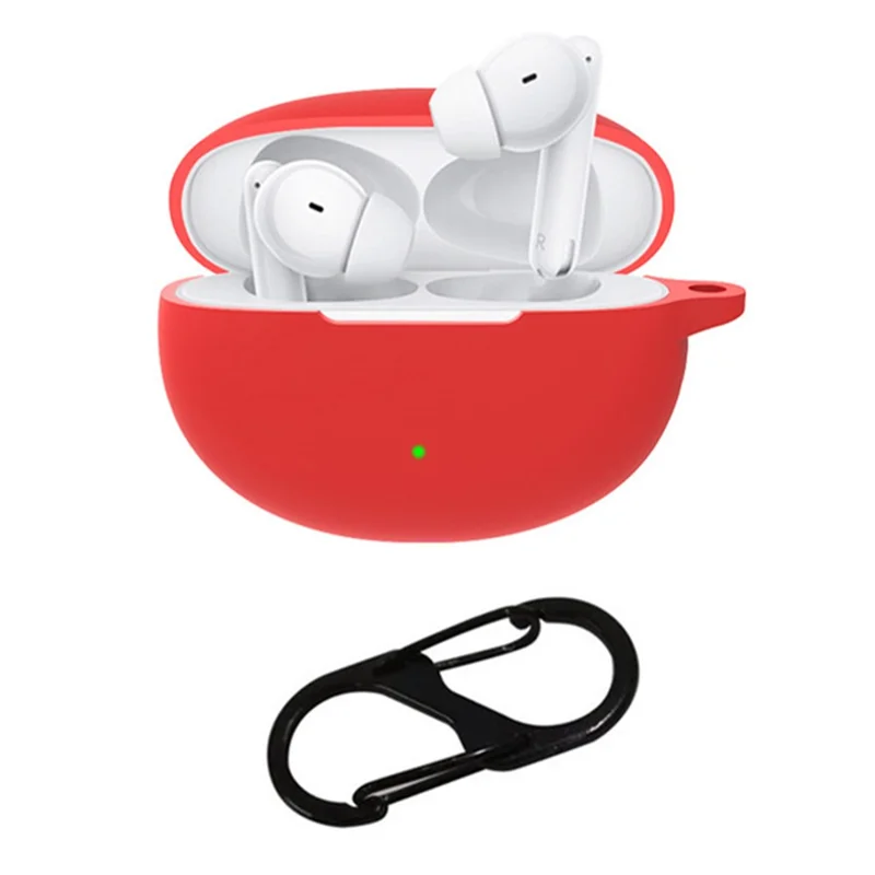 For Oppo Enco Air3 Pro Shockproof Case Silicone Anti-Lost Earphone Cover with Buckle - Red
