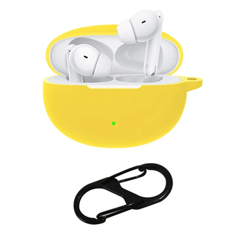For Oppo Enco Air3 Pro Shockproof Case Silicone Anti-Lost Earphone Cover with Buckle - Yellow