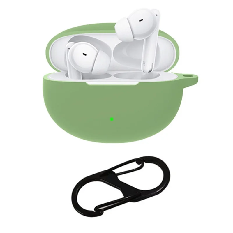 Pour la housse de protection antichoc Oppo Enco Air3 Pro, étui en silicone avec boucle anti-perte pour écouteurs - Vert Matcha