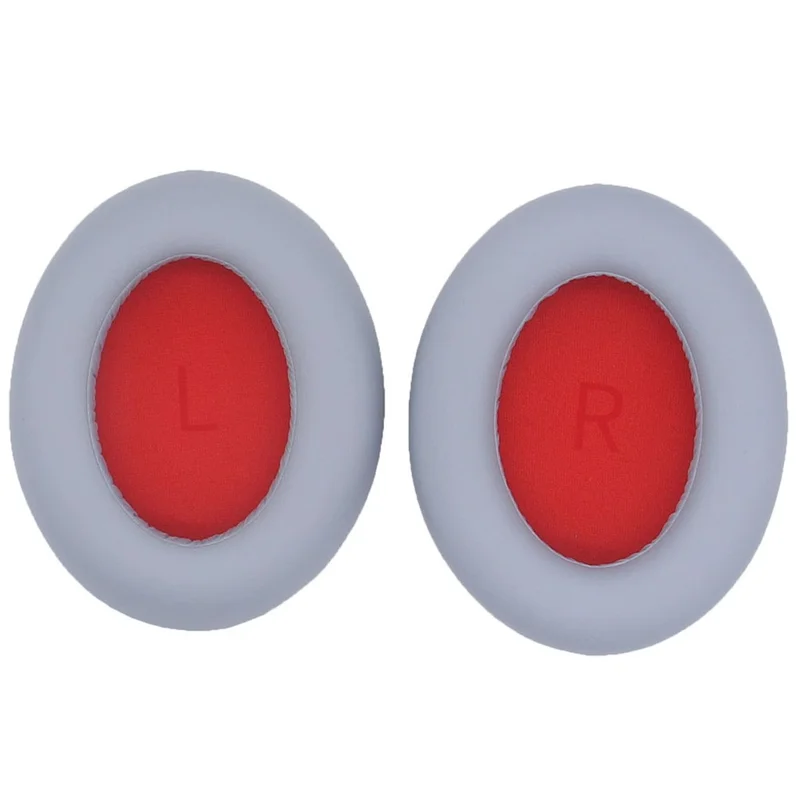 JZF-425 1 Pair Earpads for 1MORE SonoFlow Headphones Protein Leather Soft Earmuffs - Silver+Red