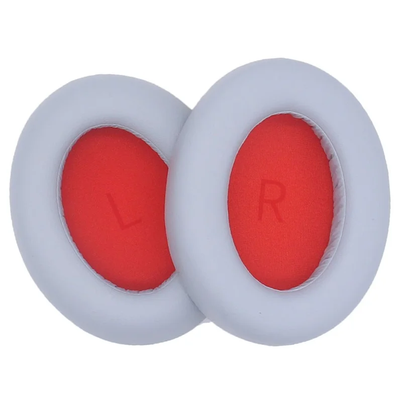 JZF-425 1 Pair Earpads for 1MORE SonoFlow Headphones Protein Leather Soft Earmuffs - Silver+Red