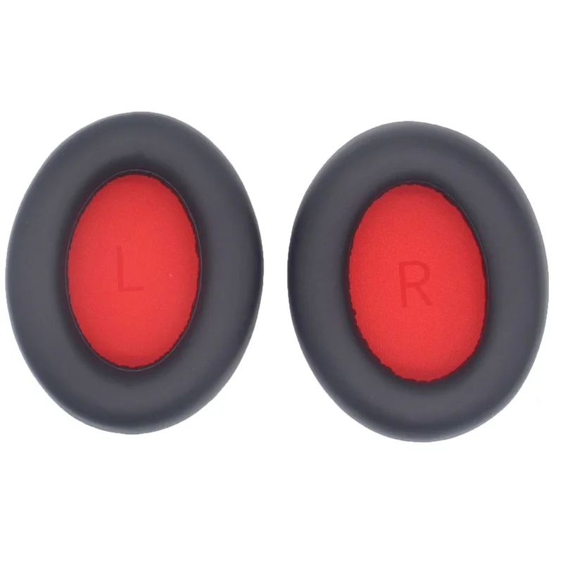 JZF-425 1 Pair Earpads for 1MORE SonoFlow Headphones Protein Leather Soft Earmuffs - Black+Red