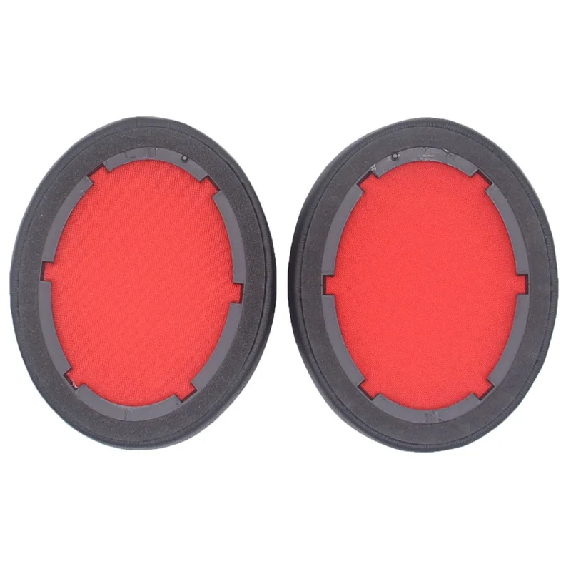 JZF-425 1 Pair Earpads for 1MORE SonoFlow Headphones Protein Leather Soft Earmuffs - Black+Red
