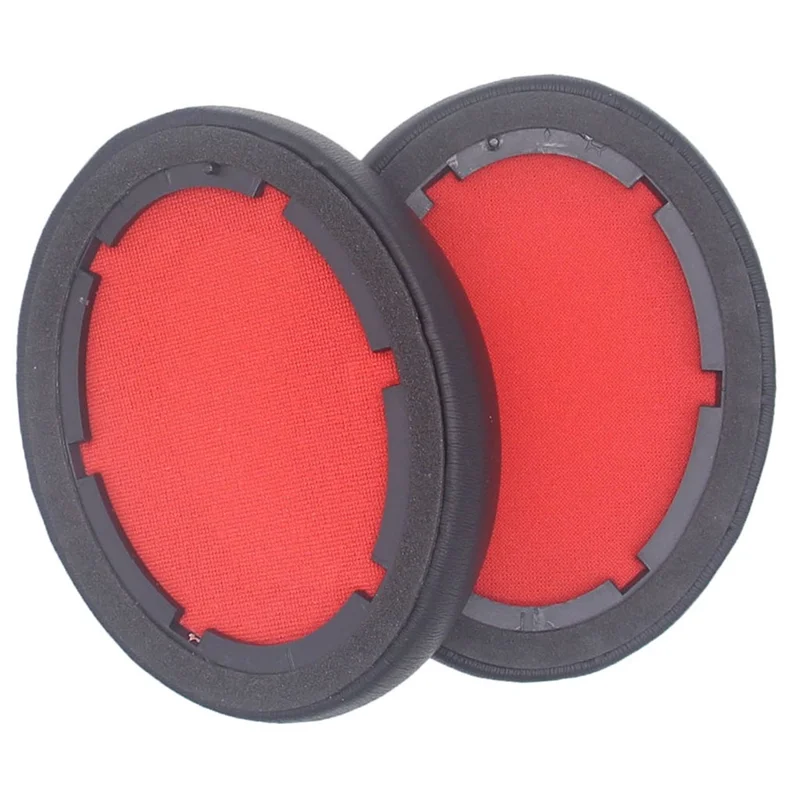 JZF-425 1 Pair Earpads for 1MORE SonoFlow Headphones Protein Leather Soft Earmuffs - Black+Red