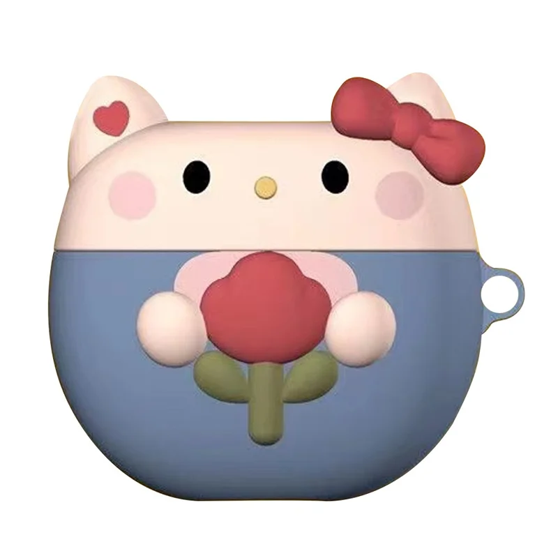 For Xiaomi Redmi Buds 4 Pro Lovely Cartoon Silicone Cover Bluetooth-compatible Earphone Protection Sleeve - Flower Rabbit