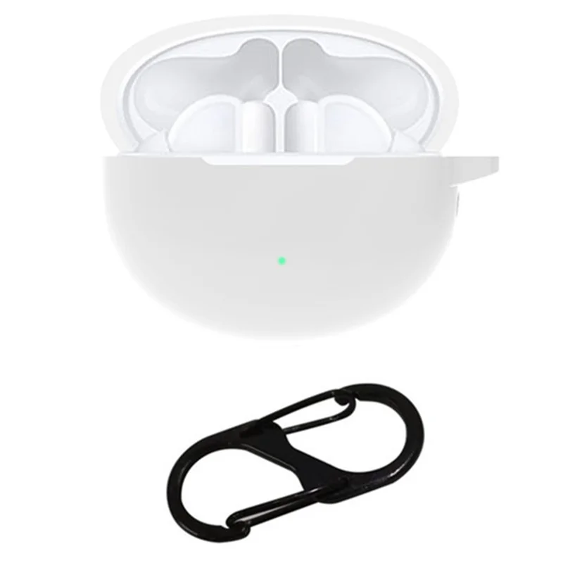 For Huawei FreeBuds 4i Bluetooth-compatible Earphone Silicone Case Anti-drop Cover with Hanging Buckle - White