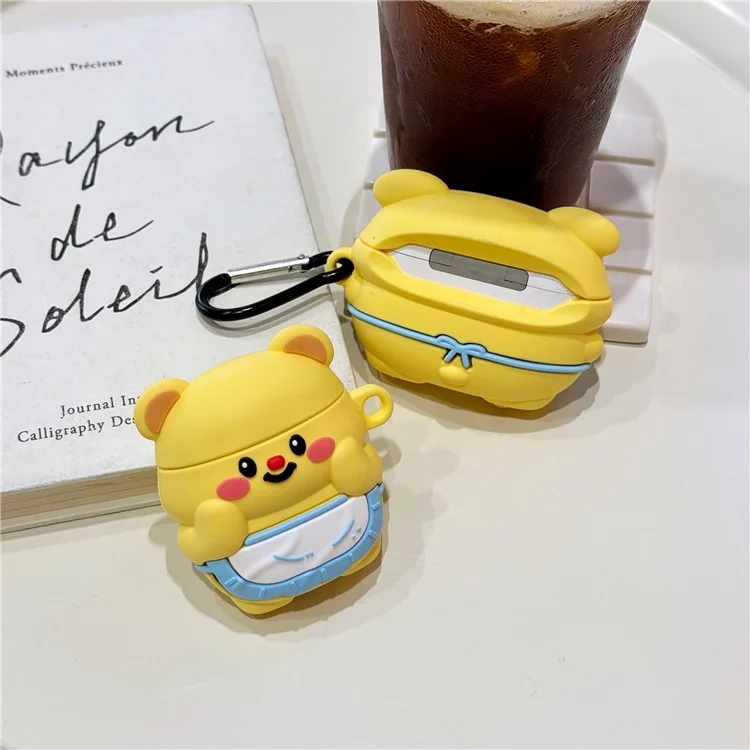 Para o caso da Apple AirPods Pro / Pro 2 Bluetooth Earphone Protective Sleeve Cute Apron Bear Design