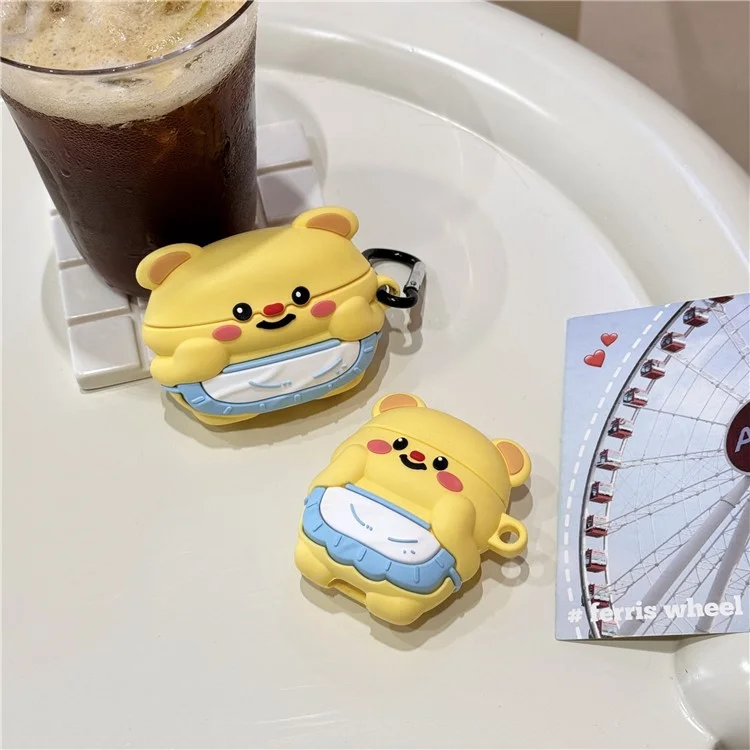 Para Apple AirPods 3 Cartoon Apron Bear Bluetooth Earphone Protective Cover Silicone Case