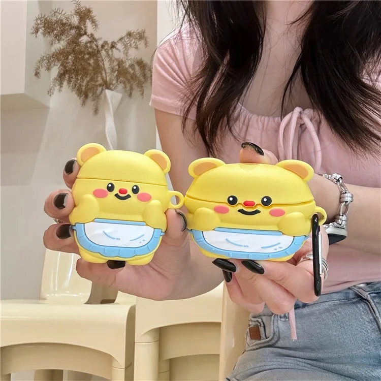 Para Apple AirPods 3 Cartoon Apron Bear Bluetooth Earphone Protective Cover Silicone Case