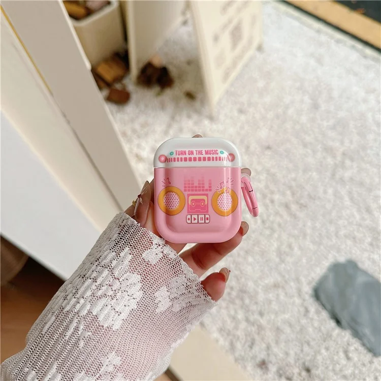 Para AirPods da Apple com Case de Carregamento (2016) / (2019) / AirPods com Case de Carregamento Sem Fio (2019) Capa Protetora Retro TPU - Rosa