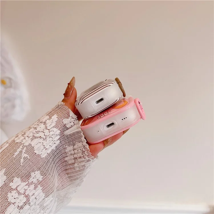 Para AirPods da Apple com Case de Carregamento (2016) / (2019) / AirPods com Case de Carregamento Sem Fio (2019) Capa Protetora Retro TPU - Rosa