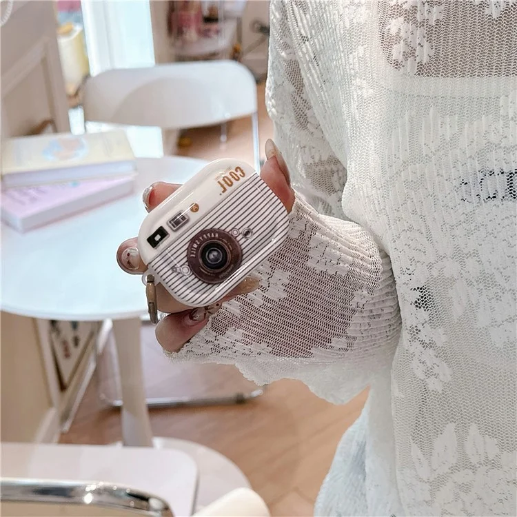 Для Apple AirPods 3 Retro TPU Защитный Чехол IMD Мастерство Наушники Раковина - Белый