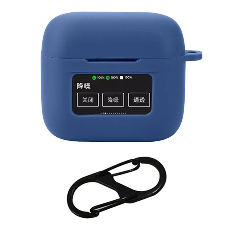 Dust Cover for Viken V8 Wireless Bluetooth Earphones Silicone Case with Anti-lost Buckle - Dark Blue