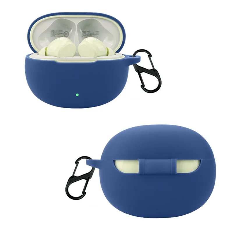 For Realme Buds T110 Protective Case Silicone Anti-Lost Earphone Cover with Buckle - White