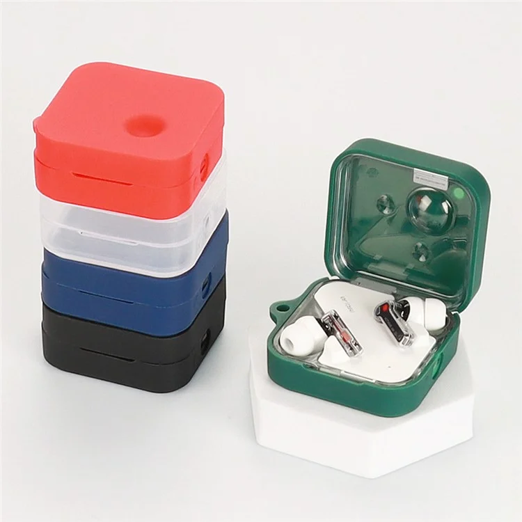 For Nothing Ear (3) Silicone Cover Wireless Bluetooth-compatible Earphone Case with Anti-lost Buckle - Blackish Green