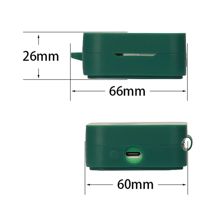 For Nothing Ear (3) Silicone Cover Wireless Bluetooth-compatible Earphone Case with Anti-lost Buckle - Blackish Green