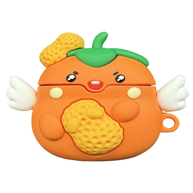 Per AirPods Pro / Pro 2 Cartoon Persimmon Peanut Silicone Sleeve Earphone Cover con Moschettone
