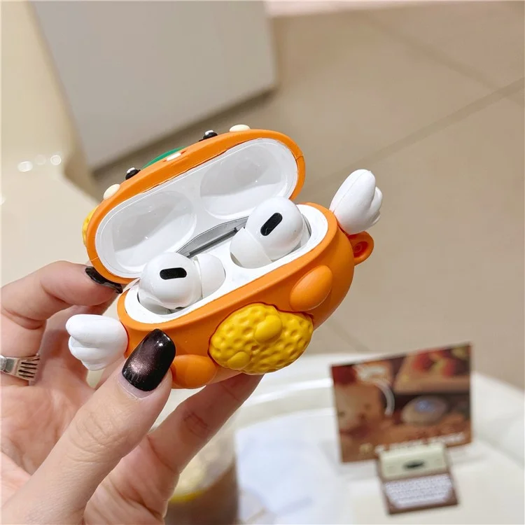 Per AirPods Pro / Pro 2 Cartoon Persimmon Peanut Silicone Sleeve Earphone Cover con Moschettone