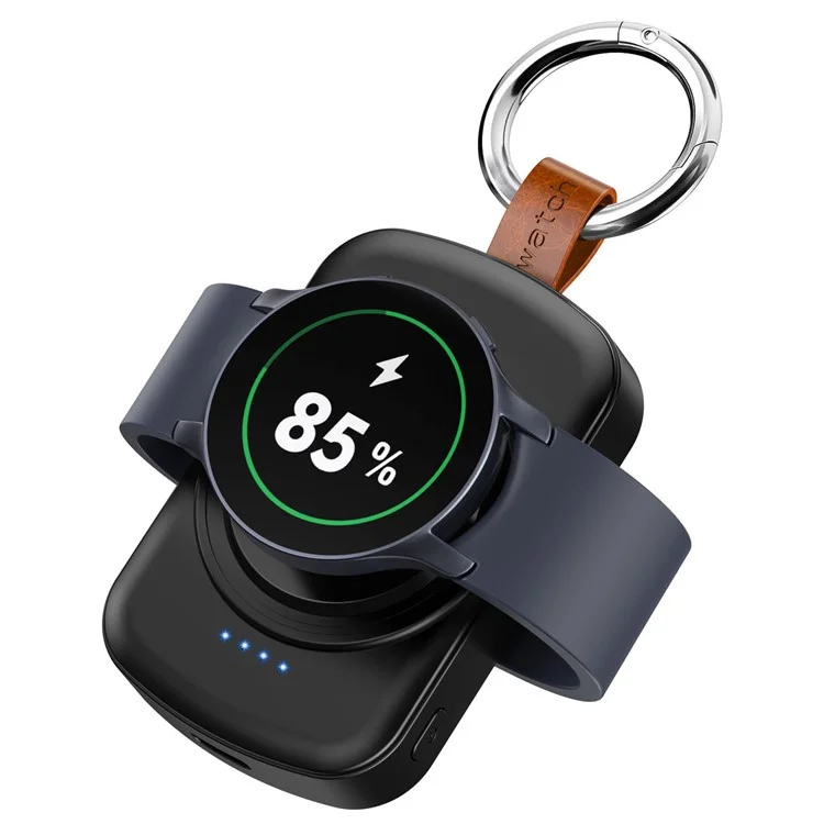 X27 For Samsung Galaxy Watch 6 / Watch 5 / Watch 4 40mm 44mm Magnetic Wireless Charger Power Bank with Keychain - Black