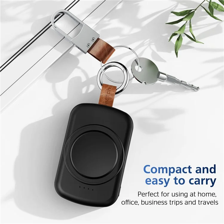 X27 For Samsung Galaxy Watch 6 / Watch 5 / Watch 4 40mm 44mm Magnetic Wireless Charger Power Bank with Keychain - Black