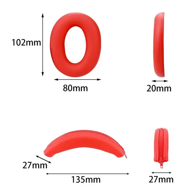 Para Sony ULT WEAR WH-ULT900N Silicone Head Beam Sleeve + Headphone Earpad Covers Set - Vermelho