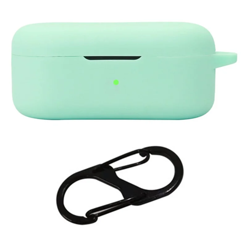 For Oppo Enco Buds2 Pro Case Soft Silicone Anti-Lost Earphone Protective Cover with Buckle - Mint Green