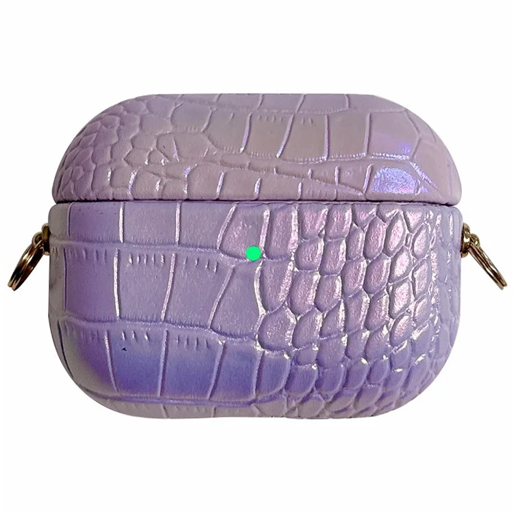 Pour Apple AirPods Pro Colorful Crocodile Texture PU Leather+PC Charging Bin Protective Case - Pourpre
