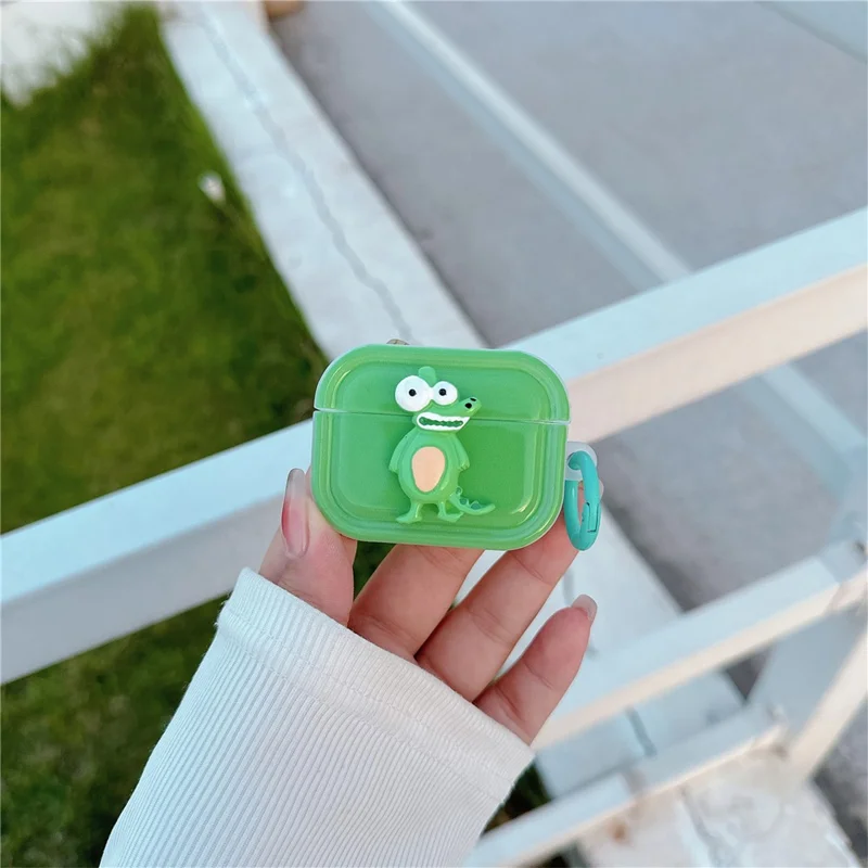 For Apple Airpods 3 TPU Earphone Cover Cute Decor Case Charging Bin Sleeve with Ring Buckle - Crocodile