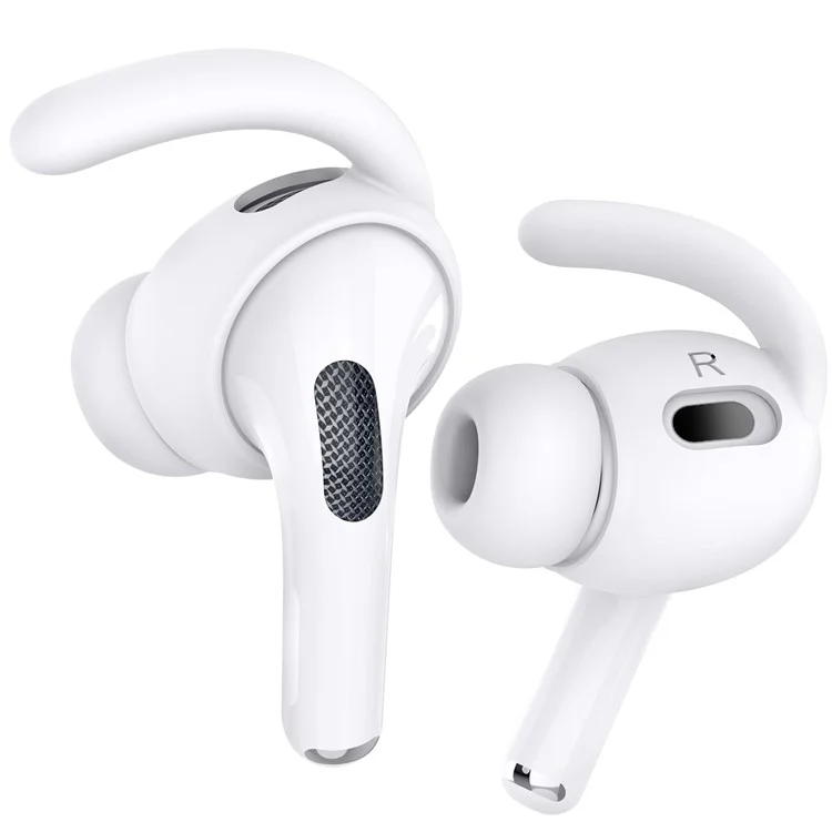 AHASTYLE PT189 Para Apple Airpods Pro 2 Anti-Lost Ear Hooks Ear Tips Silicone Cover, 2Pares: S / L - Branco