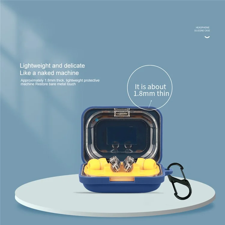 For Nothing Ear (A) Soft Silicone Case Anti-Lost Earphone Protective Cover with Buckle - Dark Blue
