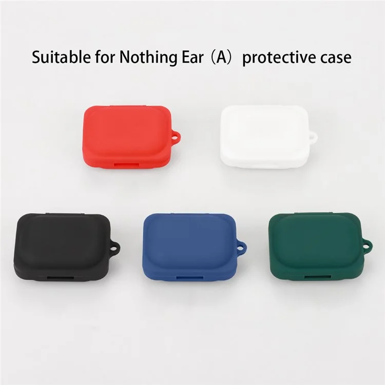 For Nothing Ear (A) Soft Silicone Case Anti-Lost Earphone Protective Cover with Buckle - Dark Blue