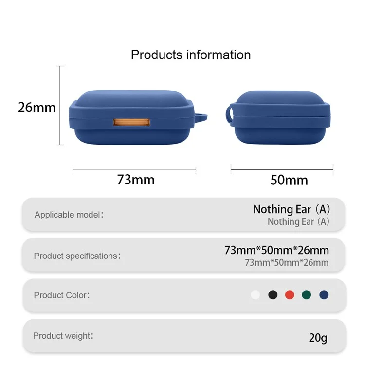 For Nothing Ear (A) Soft Silicone Case Anti-Lost Earphone Protective Cover with Buckle - Dark Blue