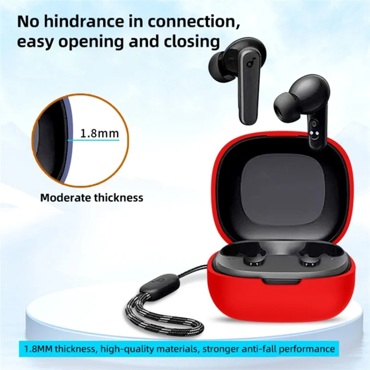 For Anker Soundcore R50i / P20i Silicone Cover Bluetooth-compatible Earphone Charging Case Sleeve - Red