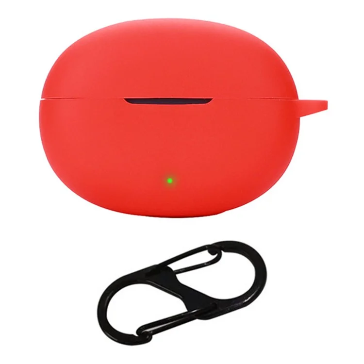 Dust Cover for Realme Buds Air6 Bluetooth-compatible Earphones Silicone Case with Anti-Lost Buckle - Red