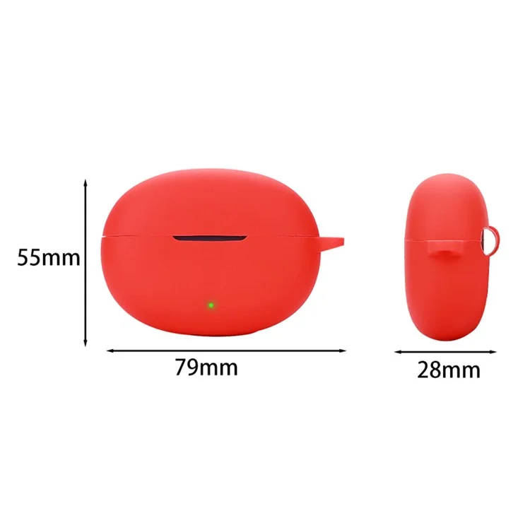 Dust Cover for Realme Buds Air6 Bluetooth-compatible Earphones Silicone Case with Anti-Lost Buckle - Red