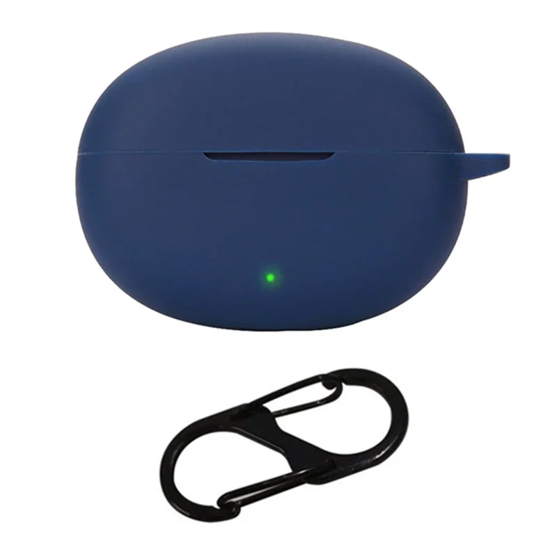 Dust Cover for Realme Buds Air6 Bluetooth-compatible Earphones Silicone Case with Anti-lost Buckle - Dark Blue