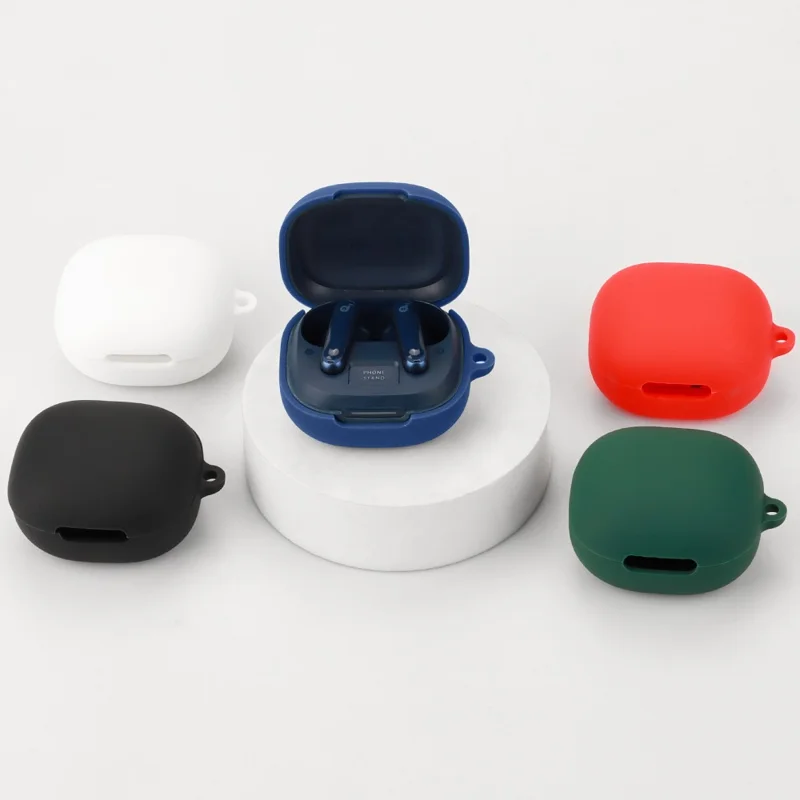 For Anker Soundcore P40i Silicone Cover Bluetooth-compatible Earphone Protective Sleeve with Anti-lost Buckle - Black