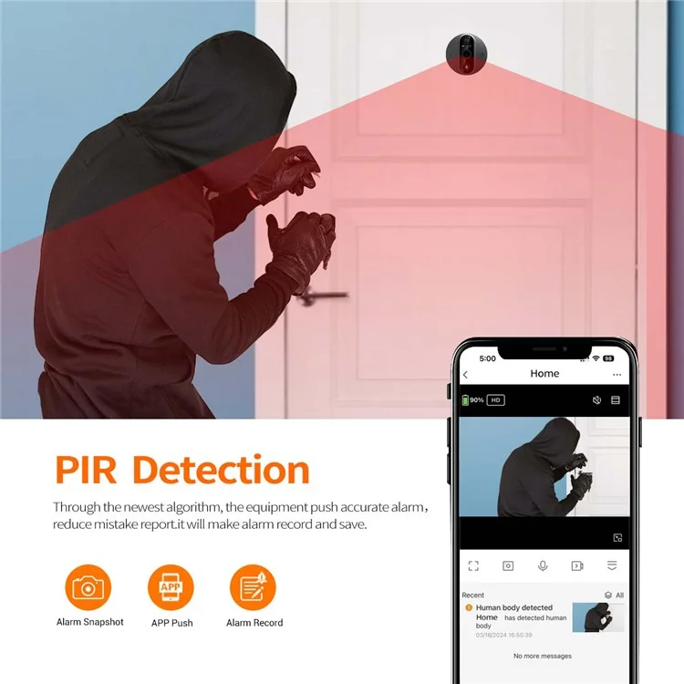 C89 4.3-inch Monitor 1080P Video Viewer Door Bell Night Vision PIR Camera WiFi Smart Doorbell,  Support Tuya App - Grey