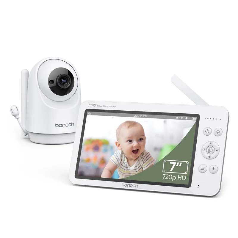 BONOCH BBM03 7 inch Screen Video Baby Monitor with 720P Camera, Two-Way Talk - US Plug