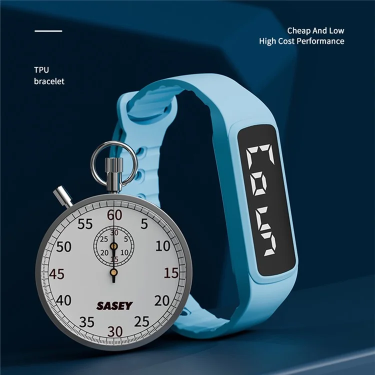 CD5-UD Pedometer Sports Wristband Sleep Monitoring Countdown Stopwatch Alarm Bracelet - Baby Blue